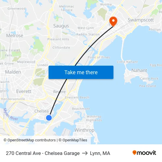 270 Central Ave - Chelsea Garage to Lynn, MA map