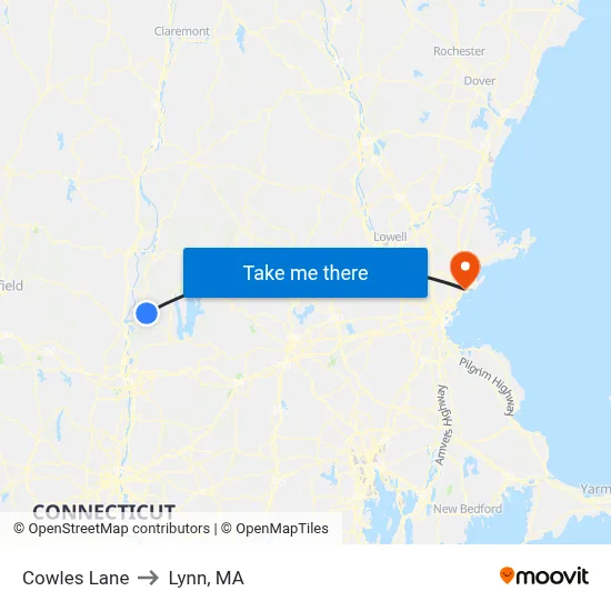 Cowles Lane to Lynn, MA map