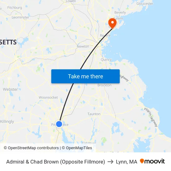 Admiral & Chad Brown (Opposite Fillmore) to Lynn, MA map