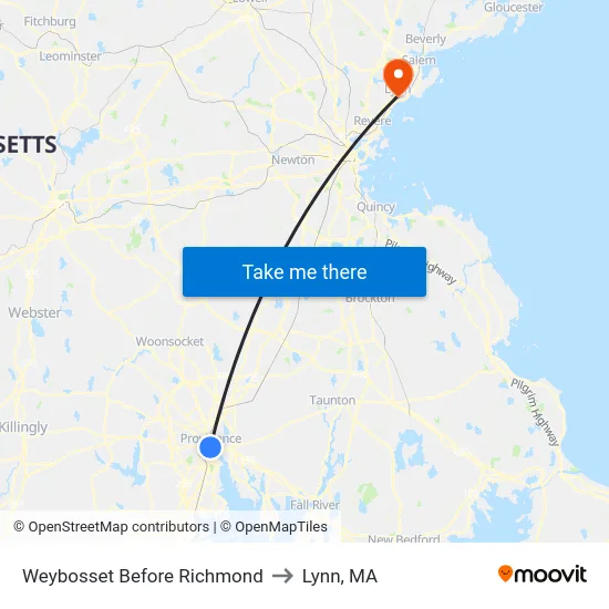 Weybosset Before Richmond to Lynn, MA map