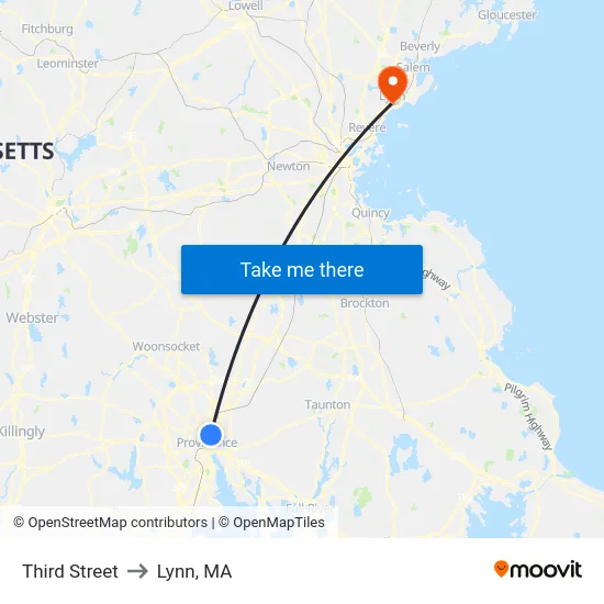 Third Street to Lynn, MA map