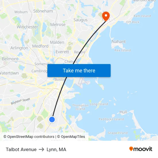 Talbot Avenue to Lynn, MA map