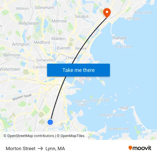 Morton Street to Lynn, MA map
