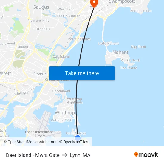 Deer Island - Mwra Gate to Lynn, MA map