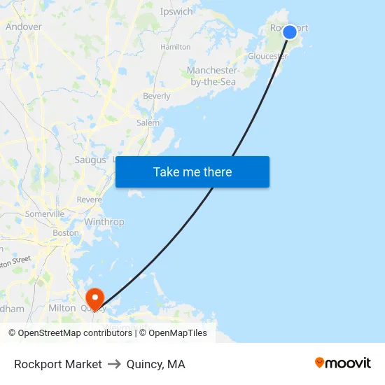 Rockport Market to Quincy, MA map