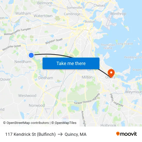 117 Kendrick St  (Bulfinch) to Quincy, MA map