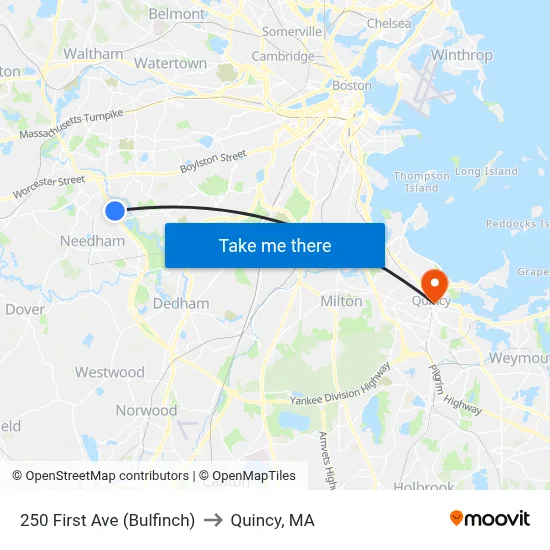 250 First Ave  (Bulfinch) to Quincy, MA map