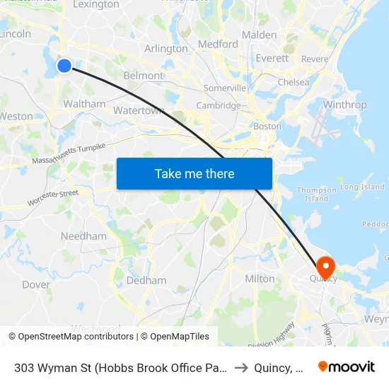 303 Wyman St  (Hobbs Brook Office Park) to Quincy, MA map