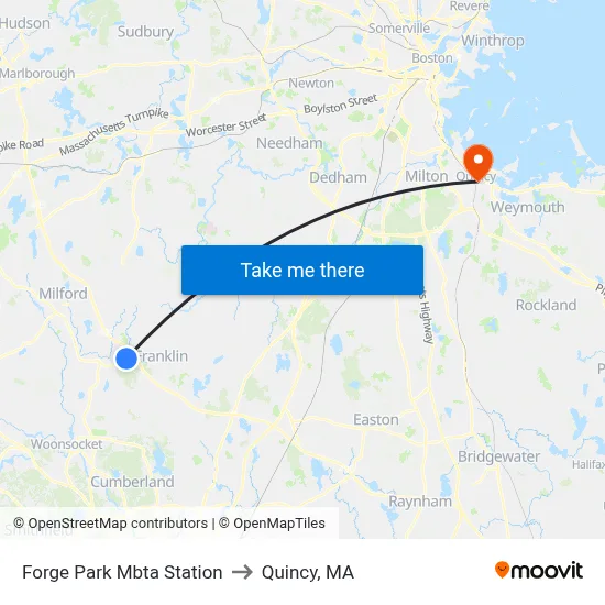 Forge Park Mbta Station to Quincy, MA map