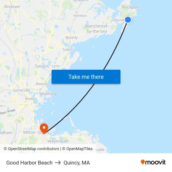 Good Harbor Beach to Quincy, MA map