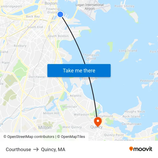 Courthouse to Quincy, MA map