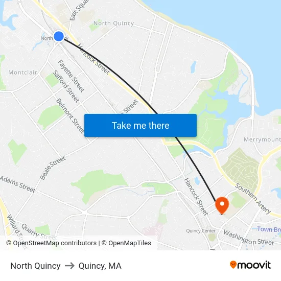 North Quincy to Quincy, MA map