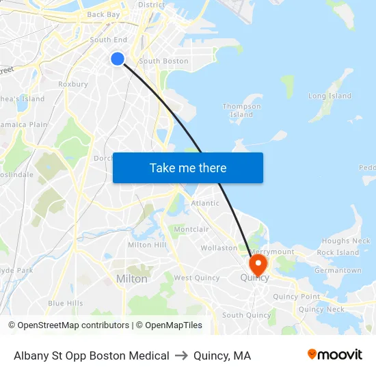 Albany St Opp Boston Medical to Quincy, MA map