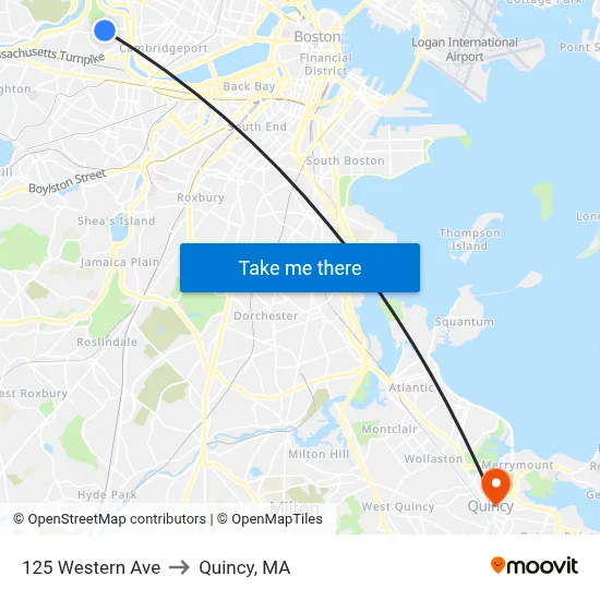 125 Western Ave to Quincy, MA map