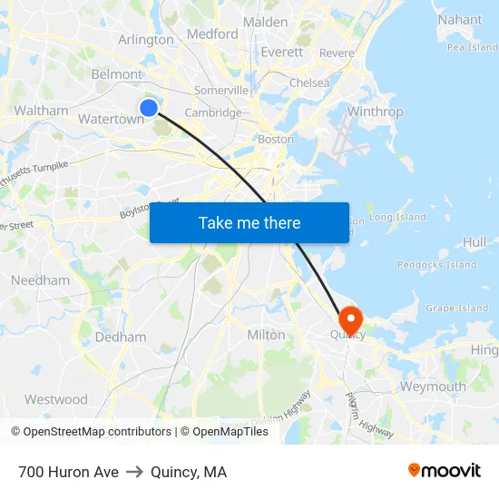 700 Huron Ave to Quincy, MA map