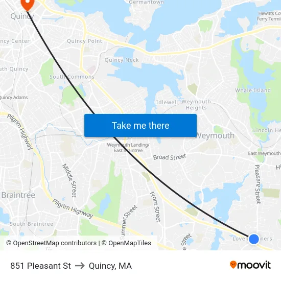 851 Pleasant St to Quincy, MA map
