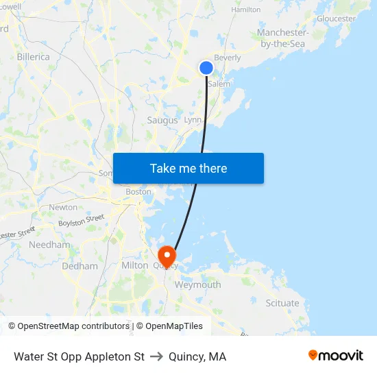 Water St Opp Appleton St to Quincy, MA map