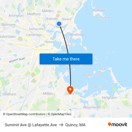 Summit Ave @ Lafayette Ave to Quincy, MA map