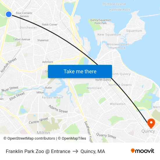 Franklin Park Zoo @ Entrance to Quincy, MA map