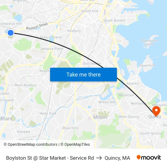 Boylston St @ Star Market - Service Rd to Quincy, MA map