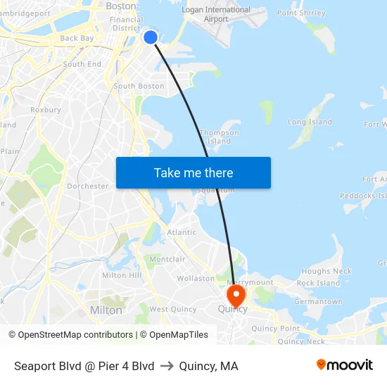 Seaport Blvd @ Pier 4 Blvd to Quincy, MA map