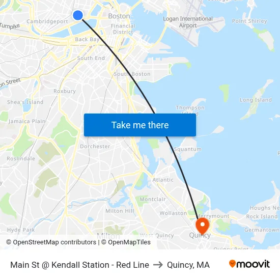 Main St @ Kendall Station - Red Line to Quincy, MA map
