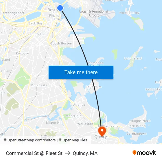 Commercial St @ Fleet St to Quincy, MA map