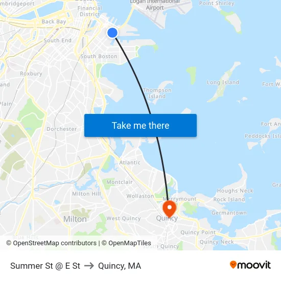 Summer St @ E St to Quincy, MA map