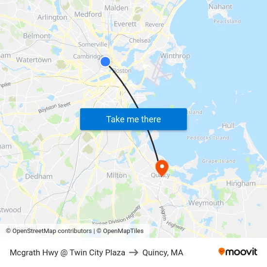 Mcgrath Hwy @ Twin City Plaza to Quincy, MA map