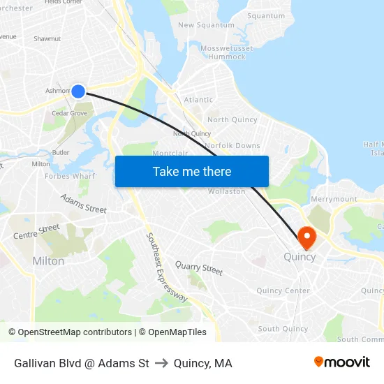 Gallivan Blvd @ Adams St to Quincy, MA map