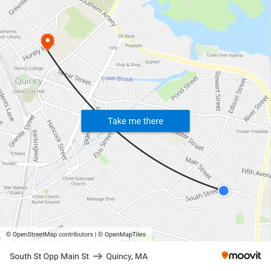 South St Opp Main St to Quincy, MA map