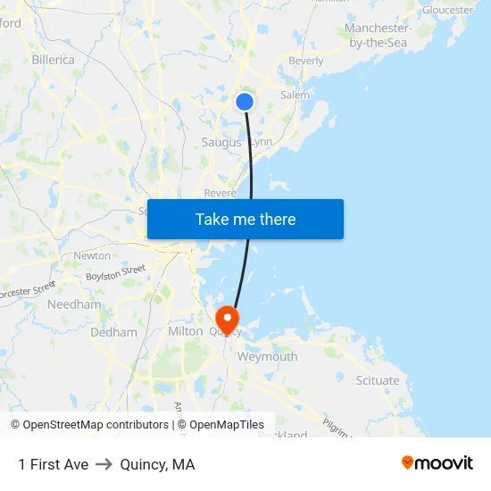 1 First Ave to Quincy, MA map