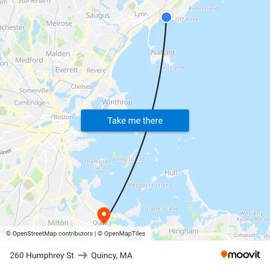 260 Humphrey St to Quincy, MA map