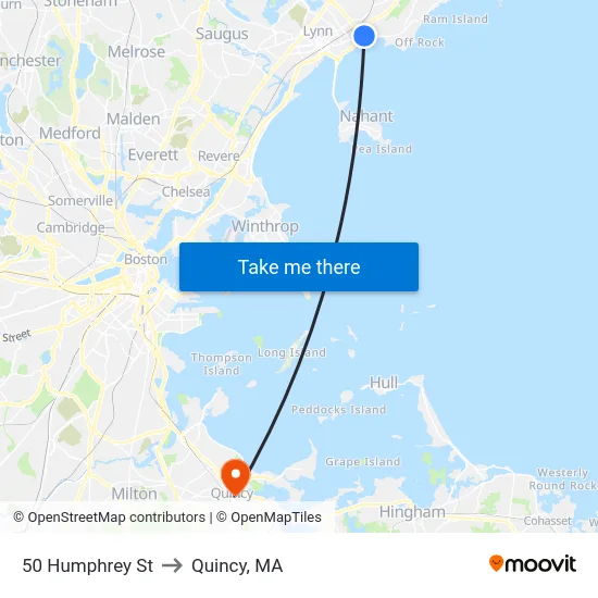 50 Humphrey St to Quincy, MA map