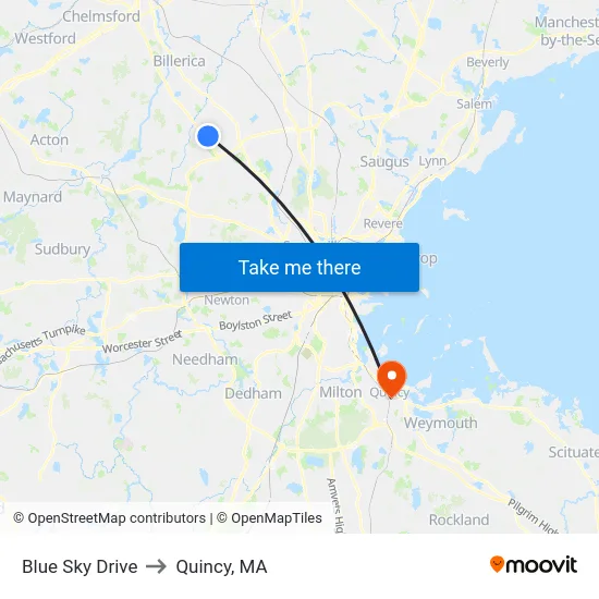 Blue Sky Drive to Quincy, MA map