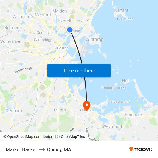 Market Basket to Quincy, MA map