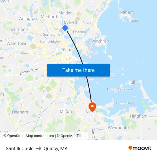 Santilli Circle to Quincy, MA map