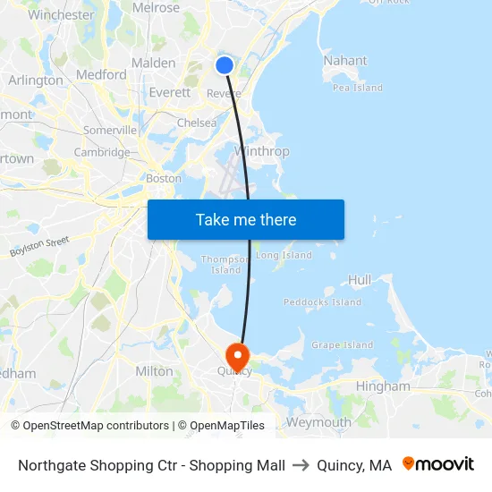 Northgate Shopping Ctr - Shopping Mall to Quincy, MA map
