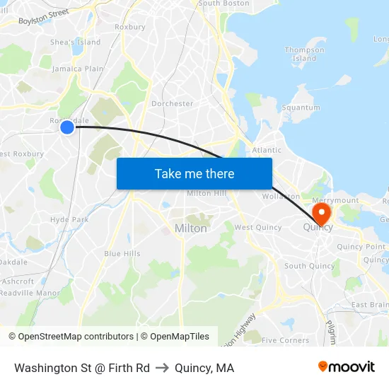 Washington St @ Firth Rd to Quincy, MA map