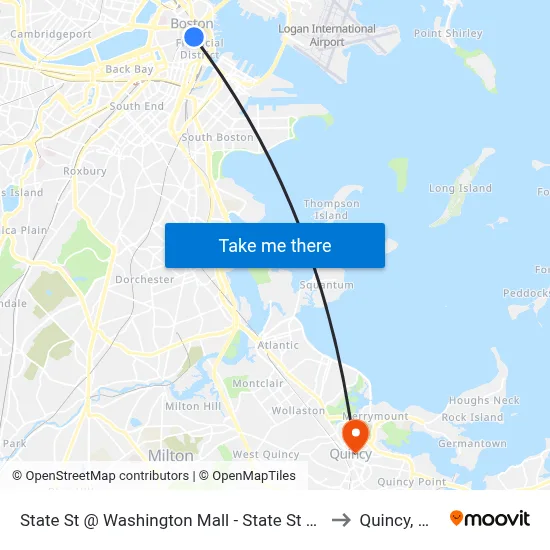 State St @ Washington Mall - State St Sta to Quincy, MA map