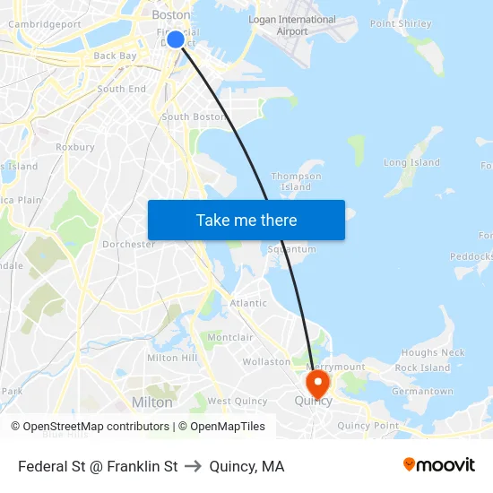 Federal St @ Franklin St to Quincy, MA map