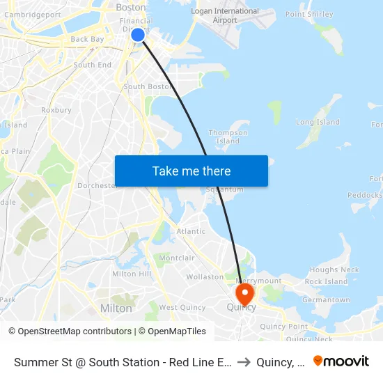 Summer St @ South Station - Red Line Entrance to Quincy, MA map