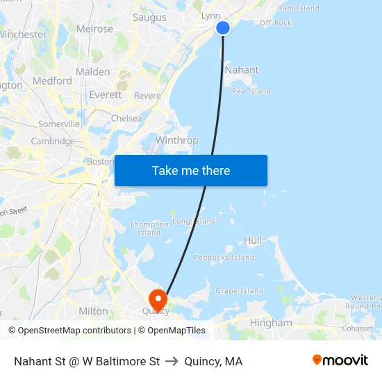 Nahant St @ W Baltimore St to Quincy, MA map