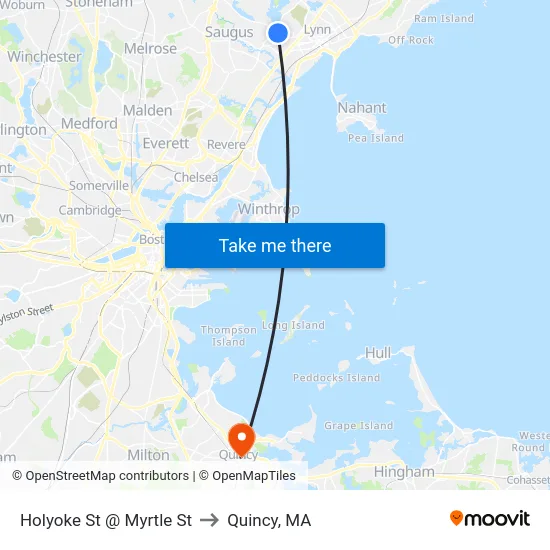 Holyoke St @ Myrtle St to Quincy, MA map