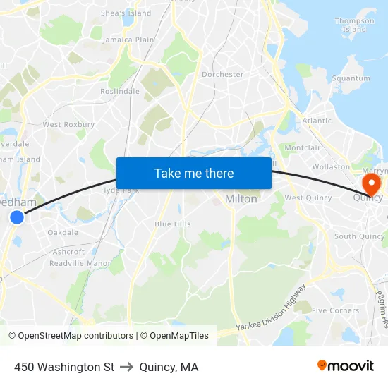 450 Washington St to Quincy, MA map