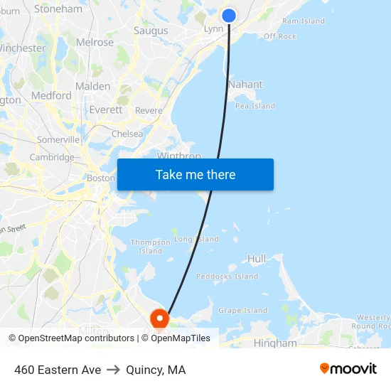460 Eastern Ave to Quincy, MA map