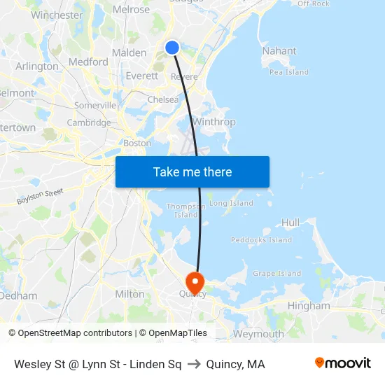 Wesley St @ Lynn St - Linden Sq to Quincy, MA map