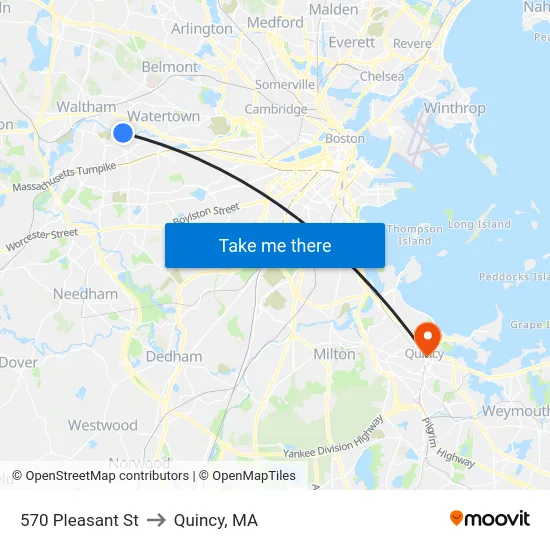 570 Pleasant St to Quincy, MA map