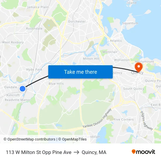 113 W Milton St Opp Pine Ave to Quincy, MA map