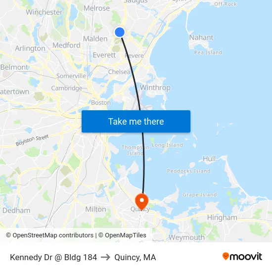 Kennedy Dr @ Bldg 184 to Quincy, MA map